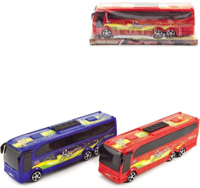 Autobus plastový zájezdový 25cm na setrvačník 2 barvy Autobus plastový zájezdový 25cm na setrvačník 2 barvy