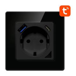 Avatto Chytrá WiFi zásuvka N-WOT10-USB-B TUYA USB USB-C (černá)