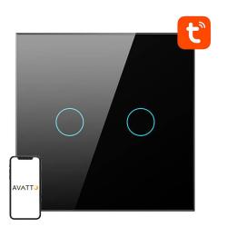 Avatto Chytrý vypínač světla ZigBee LZTS02-EU-B2 2 Way No Neutral TUYA (černý)
