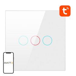 Avatto Chytrý vypínač světla ZigBee LZTS02-EU-W3 3 Way No Neutral TUYA (bílý)