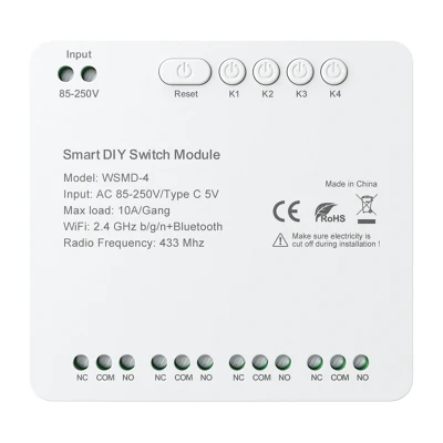 Avatto WSMD-4 250V bílý čtyřkanálový chytrý spínací modul pro kutily