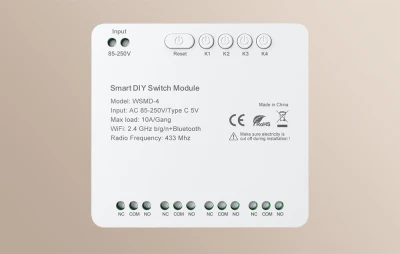Avatto WSMD-4 250V bílý čtyřkanálový chytrý spínací modul pro kutily
