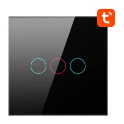 Avatto Smart Light Switch WiFi TS02-EU-B3 3 Way TUYA (black)