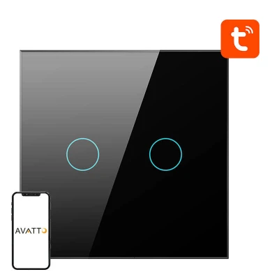 Avatto ZTS02-EU-B2 černý inteligentní světelný vypínač ZigBee 2 tlačítka TUYA
