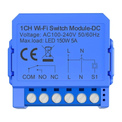Avatto WSM16-DC-1 modrý jednokanálový WiFi spínací modul s beznapěťovým stejnosměrným kontaktem