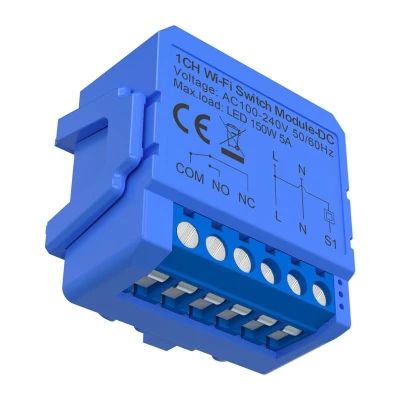 Avatto WSM16-DC-1 modrý jednokanálový WiFi spínací modul s beznapěťovým stejnosměrným kontaktem