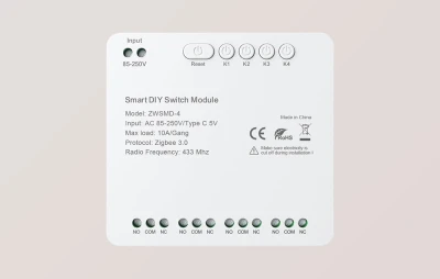 Avatto ZWSMMD-4-250V bílý ZigBee 4kanálový spínací modul s beznapěťovým kontaktem DC 32V