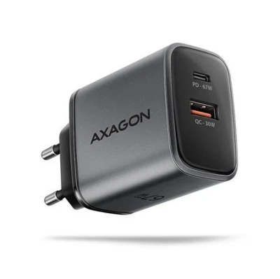 Axagon ACU-PQ67 GaN nabíječka do sítě 67W, USB-A + USB-C, PD3.0/PPS/QC4+/SFC2.0/Apple Axagon ACU-PQ67 GaN nabíječka do sítě 67W, USB-A + USB-C, PD3.0/PPS/QC4+/SFC2.0/Apple