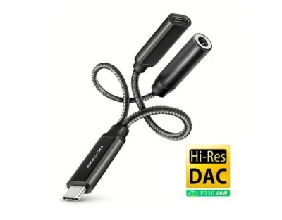 Axagon ADA-HCPD, USB-C na 3.5mm jack - Hi-Res DAC audio adaptér, 384kHz/32bit, stereo, PD 60W 3A Axagon ADA-HCPD, USB-C na 3.5mm jack - Hi-Res DAC audio adaptér, 384kHz/32bit, stereo, PD 60W 3A