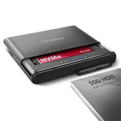 Axagon ADSA-CC USB-C 10Gbps - NVMe M.2 SSD SATA 2.5"/3.5" SSD/HDD CLONE MASTER 2 adaptér