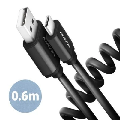 Axagon BUCM-AM10TB, TWISTER kabel USB-C - USB-A, 0.6m, USB 2.0, 3A, ALU, tpe, černý Axagon BUCM-AM10TB, TWISTER kabel USB-C - USB-A, 0.6m, USB 2.0, 3A, ALU, tpe, černý