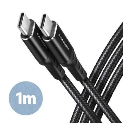 Axagon BUCM-CM10AB, HQ kabel USB-C - USB-C, 1m, USB 2.0, PD 60W 3A, ALU, oplet, černý Axagon BUCM-CM10AB, HQ kabel USB-C - USB-C, 1m, USB 2.0, PD 60W 3A, ALU, oplet, černý