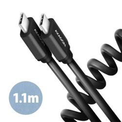 AXAGON BUCM-CM20TB, TWISTER kabel USB-C - USB-C, 1.1m, USB 2.0, PD 60W 3A, ALU, tpe, černý AXAGON BUCM-CM20TB, TWISTER kabel USB-C - USB-C, 1.1m, USB 2.0, PD 60W 3A, ALU, tpe, černý