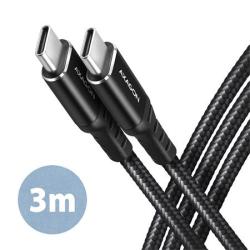 AXAGON BUCM-CM30AB, HQ kabel USB-C - USB-C, 3m, USB 2.0, PD 60W 3A, ALU, oplet, černý AXAGON BUCM-CM30AB, HQ kabel USB-C - USB-C, 3m, USB 2.0, PD 60W 3A, ALU, oplet, černý