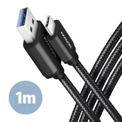 Axagon BUCM3-AM10AB, SPEED kabel USB-C - USB-A, 1m, USB 3.2 Gen 1, 3A, ALU, oplet, černý Axagon BUCM3-AM10AB, SPEED kabel USB-C - USB-A, 1m, USB 3.2 Gen 1, 3A, ALU, oplet, černý