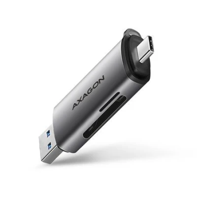 Axagon CRE-SAC, USB3.2 Gen1 Type-C + Type-A externí čtečka karet SD/microSD, podpora UHS-I