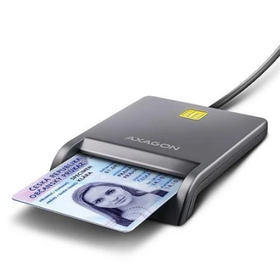 Axagon CRE-SM3T, USB-A FlatReader čtečka kontaktních karet Smart card (eObčanka), kabel 1.3m