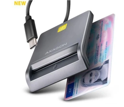 Axagon CRE-SM3TC, USB-C FlatReader čtečka kontaktních karet Smart card (eObčanka), kabel 1.2m