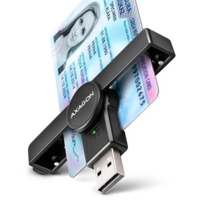 Axagon CRE-SMPA Skládací kapesní USB-A čtečka kontaktních Smart karet. Vhodná pro aplikaci eObčanka.