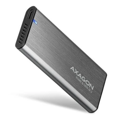 Axagon EEM2-SG2, USB-C 3.2 Gen 2 - M.2 NVMe SATA SSD kovový RAW box, bezšroubkový, stříbrný Axagon EEM2-SG2, USB-C 3.2 Gen 2 - M.2 NVMe SATA SSD kovový RAW box, bezšroubkový, stříbrný