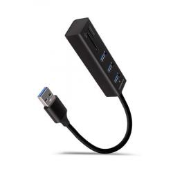 AXAGON HMA-CR3A, USB 3.2 Gen 1 hub, porty 3x USB-A + čtečka karet SD/microSD, kovový, kabel USB-A 20cm AXAGON HMA-CR3A, USB 3.2 Gen 1 hub, porty 3x USB-A + čtečka karet SD/microSD, kovový, kabel USB-A 20cm
