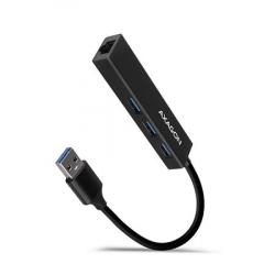 AXAGON HMA-GL3A, USB 3.2 Gen 1 hub, porty 3x USB-A + Gigabit Ethernet, kovový, kabel USB-A 20cm AXAGON HMA-GL3A, USB 3.2 Gen 1 hub, porty 3x USB-A + Gigabit Ethernet, kovový, kabel USB-A 20cm