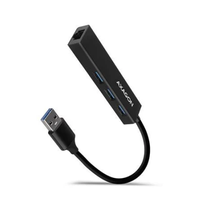 Axagon HMA-GL3A, USB 3.2 Gen 1 hub, porty 3x USB-A + Gigabit Ethernet, kovový, kabel USB-A 20cm Axagon HMA-GL3A, USB 3.2 Gen 1 hub, porty 3x USB-A + Gigabit Ethernet, kovový, kabel USB-A 20cm