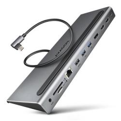 AXAGON HMC-4KX3, USB 3.2 Gen 1 hub, porty 3x USB-A, DP, HDMI 4k/60Hz, RJ-45, čtečka karet, PD 100W, kabel USB-C 40cm AXAGON HMC-4KX3, USB 3.2 Gen 1 hub, porty 3x USB-A, DP, HDMI 4k/60Hz, RJ-45, čtečka karet, PD 100W, kabel USB-C 40cm