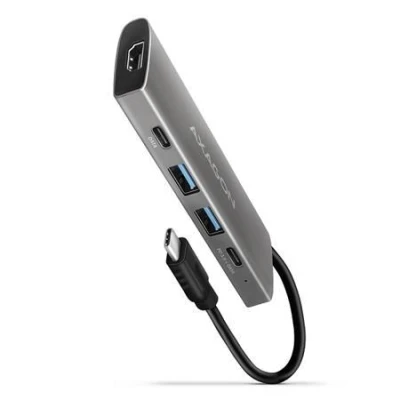 Axagon HMC-5G21, USB 10Gb/s hub, porty 2x USB-A, 2x USB-C, HDMI 4k/30, PD 60W, kabel USB-C 13cm