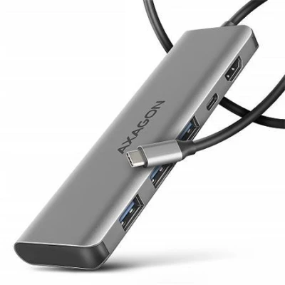 Axagon HMC-5H, USB 5Gbps hub, 3x USB-A, HDMI 4k/30Hz, PD 100W, kabel USB-C 100cm