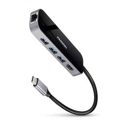 AXAGON HMC-6GL, USB 3.2 Gen 1 hub, porty 3x USB-A, HDMI 4k/30Hz, RJ-45 GLAN, PD 100W, kabel USB-C 20cm AXAGON HMC-6GL, USB 3.2 Gen 1 hub, porty 3x USB-A, HDMI 4k/30Hz, RJ-45 GLAN, PD 100W, kabel USB-C 20cm