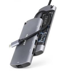 AXAGON HMC-6M2, USB 3.2 Gen 1 hub, porty 2x USB-A, HDMI, RJ-45 GLAN, SATA M.2 slot, PD 100W, kabel USB-C 18cm AXAGON HMC-6M2, USB 3.2 Gen 1 hub, porty 2x USB-A, HDMI, RJ-45 GLAN, SATA M.2 slot, PD 100W, kabel USB-C 18cm