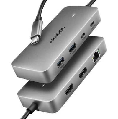 Axagon HMC-CUB83X2, USB 10Gbps hub, 2x USB-A, USB-C, HDMI DP 4k/144Hz, RJ-45 GLAN, PD 100W, kabel USB-C 15cm Axagon HMC-CUB83X2, USB 10Gbps hub, 2x USB-A, USB-C, HDMI DP 4k/144Hz, RJ-45 GLAN, PD 100W, kabel USB-C 15cm