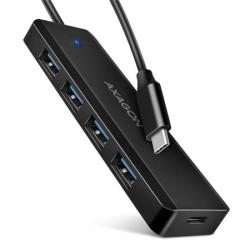 AXAGON HUE-C1C cestovní čtyřportový USB-C 5Gbps hub/USB-C konektor pro externí napájení/kabel 19 cm AXAGON HUE-C1C cestovní čtyřportový USB-C 5Gbps hub/USB-C konektor pro externí napájení/kabel 19 cm