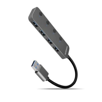 Axagon HUE-MSA, 4x USB 3.2 Gen 1 SWITCH hub, kovový, micro USB nap. konektor, kabel USB-A 20cm Axagon HUE-MSA, 4x USB 3.2 Gen 1 SWITCH hub, kovový, micro USB nap. konektor, kabel USB-A 20cm