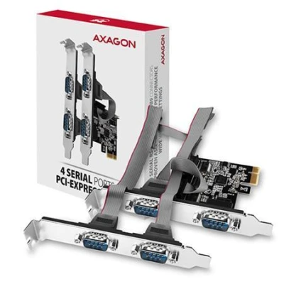 Axagon PCEA-S4N, PCIe řadič - 4x sériový port (RS232) 250 kbps, vč. LP Axagon PCEA-S4N, PCIe řadič - 4x sériový port (RS232) 250 kbps, vč. LP