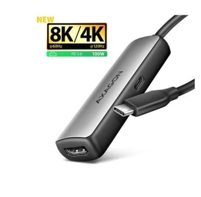 Axagon RVC-HI8KPD, USB-C - HDMI 2.1 redukce / adaptér, 8K/60Hz, 4K/144Hz, HDR10+, PD100W