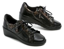 Axel AXCW198 čierne dámske poltopánky topánky na klinovej podrážke šírka H