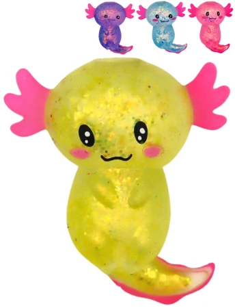 Axolotl strečový zvířátko antistresové mačkací třpytivé 4 barvy