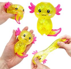 Axolotl zvířátko antistresové gelové mačkací se třpytkami 4 barvy