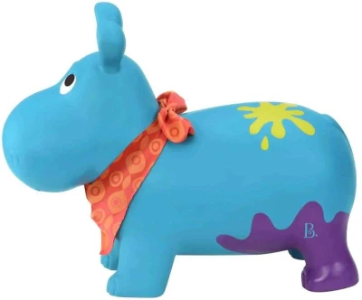 B-Toys Baby hopsadlo nafukovacie hroch Hanky Pants skákadlo set s pumpičkou