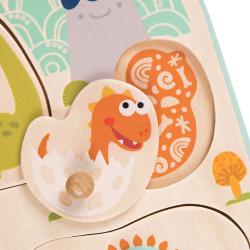 B-Toys DŘEVO Baby puzzle dinosauři vkládací na desce 8 dílků (dřevěná hračka)