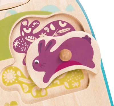 B-Toys DREVO Baby puzzle farma vkladacia na doske 8 dielikov (drevená hračka)