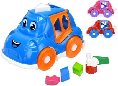 Baby autíčko set s vkládacími tvary různé barvy pro miminko plast Baby autíčko set s vkládacími tvary různé barvy pro miminko plast