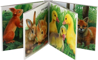 Baby dětská knížka leporelo Mláďátka zvířátka 11x10cm