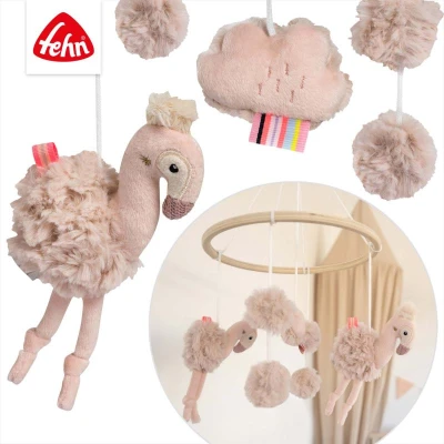 Baby Fehn Dřevěný kolotoč plameňák Pink