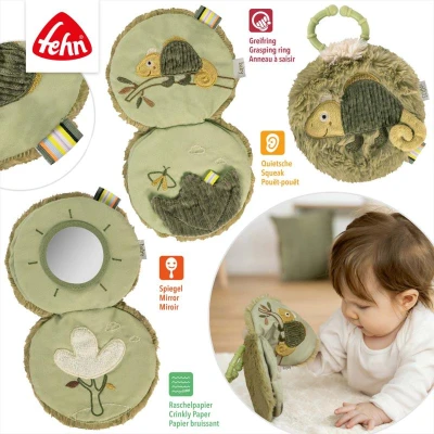 Baby Fehn Plyšová knížka chameleon Crazy
