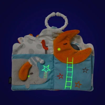 Baby Fehn Plyšová knížka GoodNight světle modro-bílá
