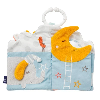 Baby Fehn Plyšová knížka GoodNight světle modro-bílá