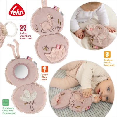 Baby Fehn Plyšová knížka Plameňák Pink